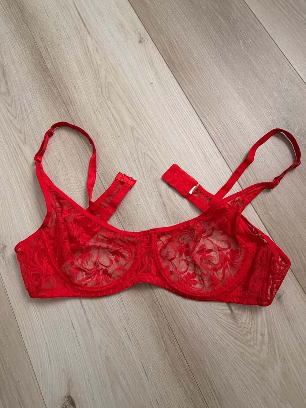 Red Lace balconnette Bra
